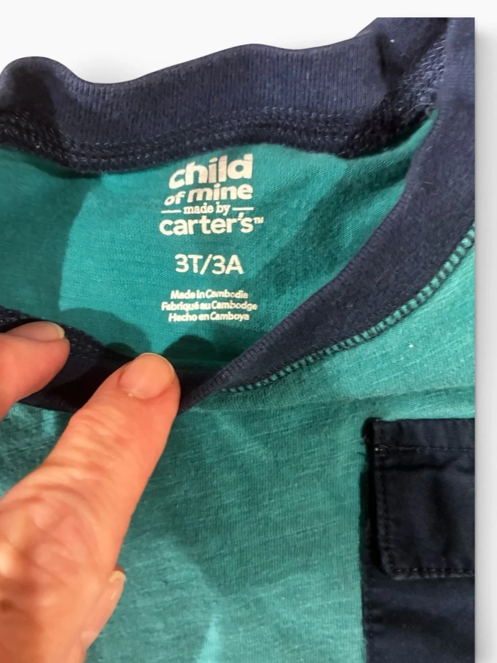 Carter's Teal Short-Sleeve Tee with Navy Pocket Toddler 3T